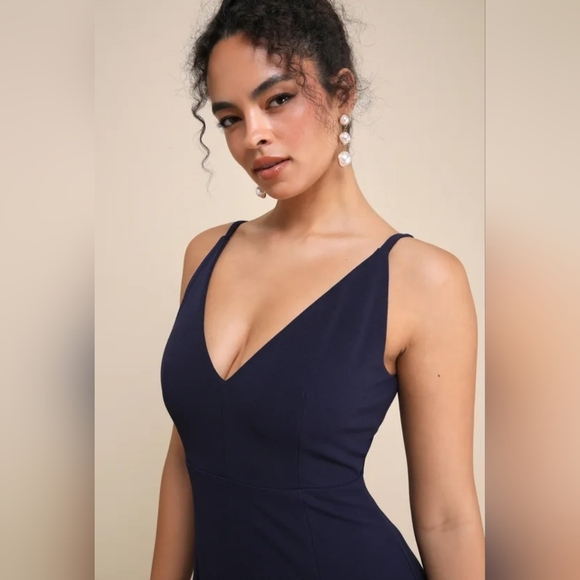 Lulus | Melora Navy Blue Sleeveless Maxi Dress | Size L - Picture 4 of 9